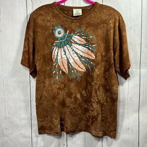 Vintage American Puffy Paint Glitter Feather Dream Catcher Shirt Lynee Apparel